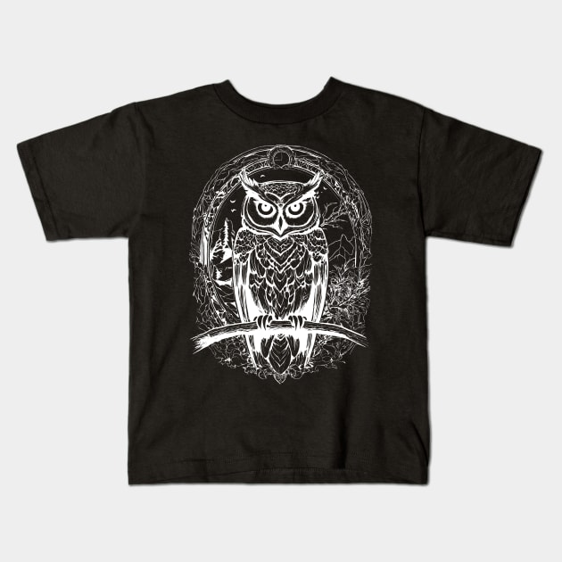 impressive owl Kids T-Shirt by Rain Of Colors